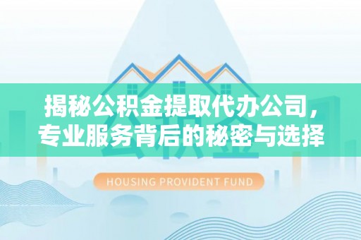 洛江揭秘公积金提取代办公司，专业服务背后的秘密与选择指南