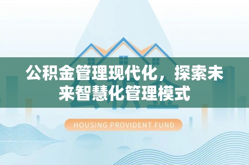 洛江公积金管理现代化，探索未来智慧化管理模式